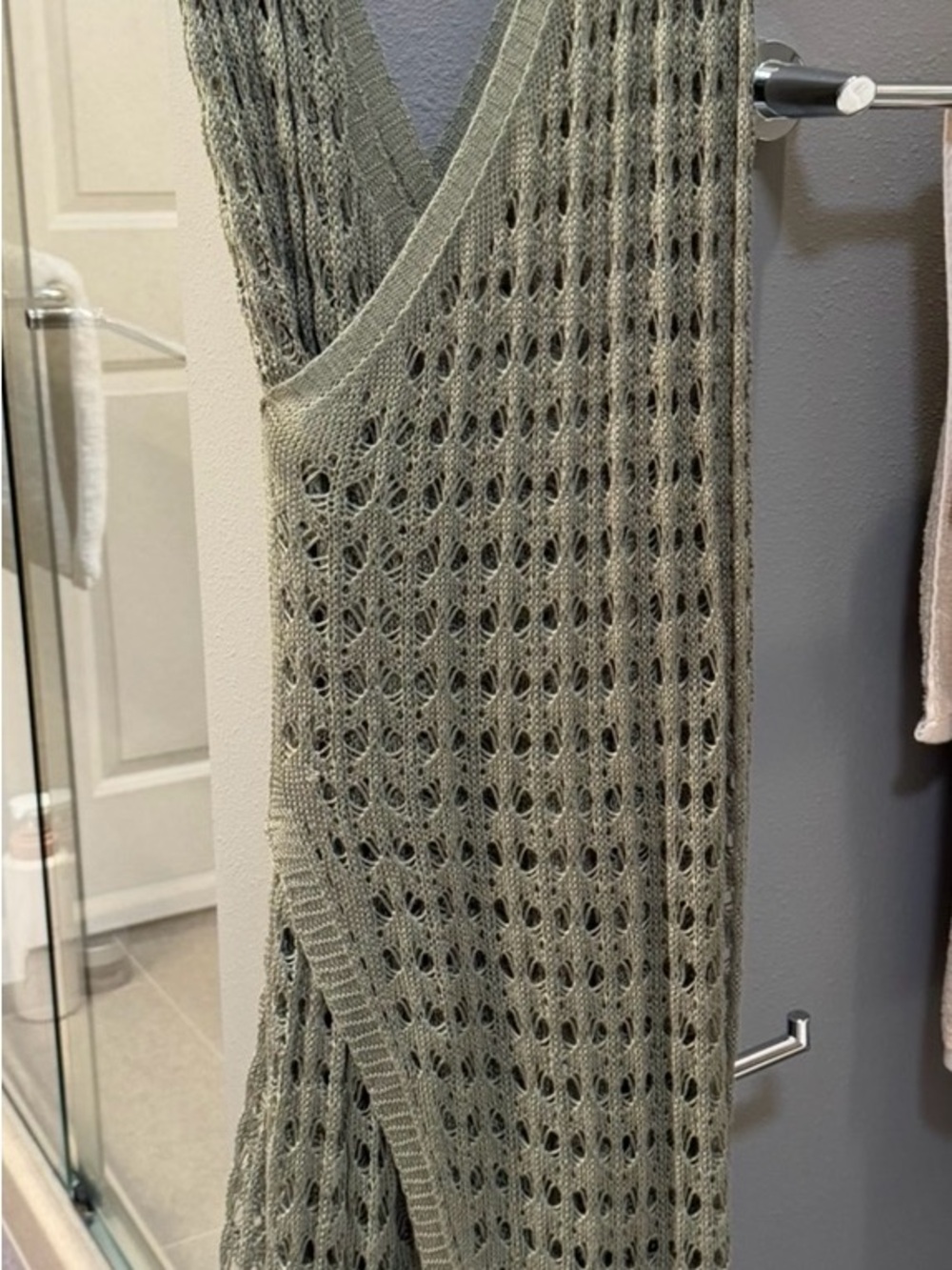 Light Olive Crochet Swim Coverup Dress